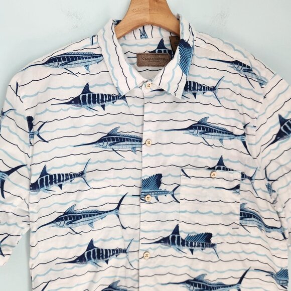 Clearwater Outfitters Shirt Fish Print Swordfish Sailfish Baja Button Up XL EUC - Picture 3 of 12